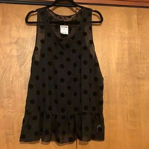 Sheer polka dot sleeveless shirt